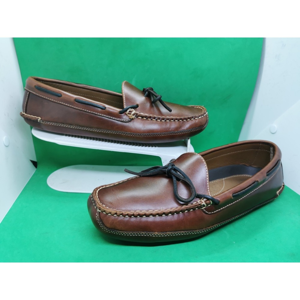 LL Bean Men's Slippers Double Sole Brown Leather Slip On Shoes Brown Size 10 D